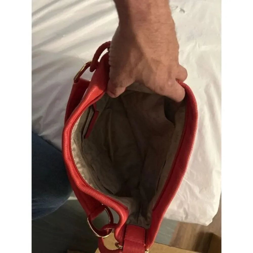 Michael Kors Fulton Hobo Fuchsia Pink Pebble Leather Chain  Bag Tote Large Purse